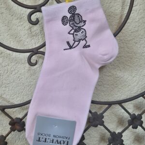 Sneakersocken mit Mickey-Motiv aus Strasssteinchen