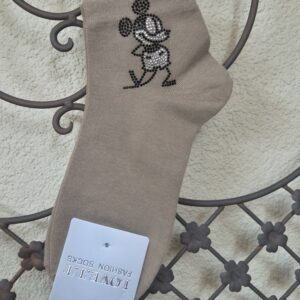 Sneakersocken mit Mickey-Motiv aus Strasssteinchen