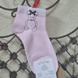 Sneakersocken mit Bärchen-Motiv aus Strasssteinchen