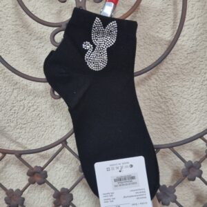 Sneakersocken mit Büsi aus Strasssteinchen