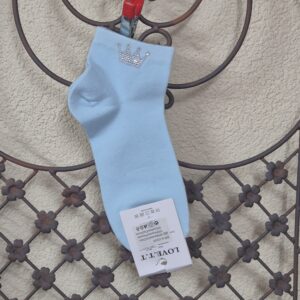 Sneakersocken mit Krone aus Strasssteinchen