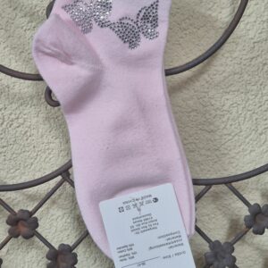 Sneakersocken mit Schmetterlingen aus Strasssteinchen