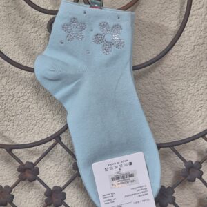 Sneakersocken mit Blümchenmotiv aus Strasssteinchen