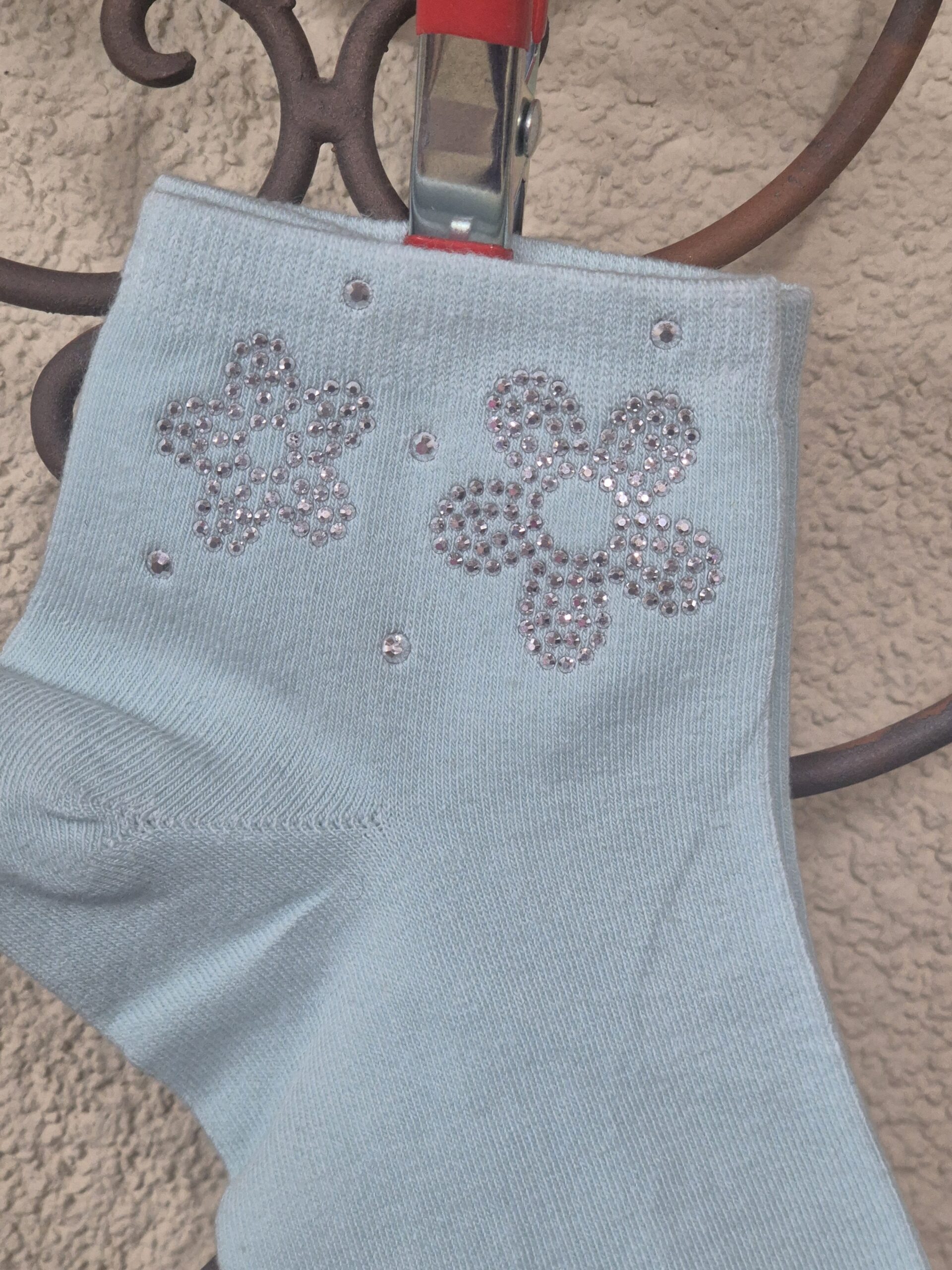 Sneakersocken mit Blümchenmotiv aus Strasssteinchen – Bild 2