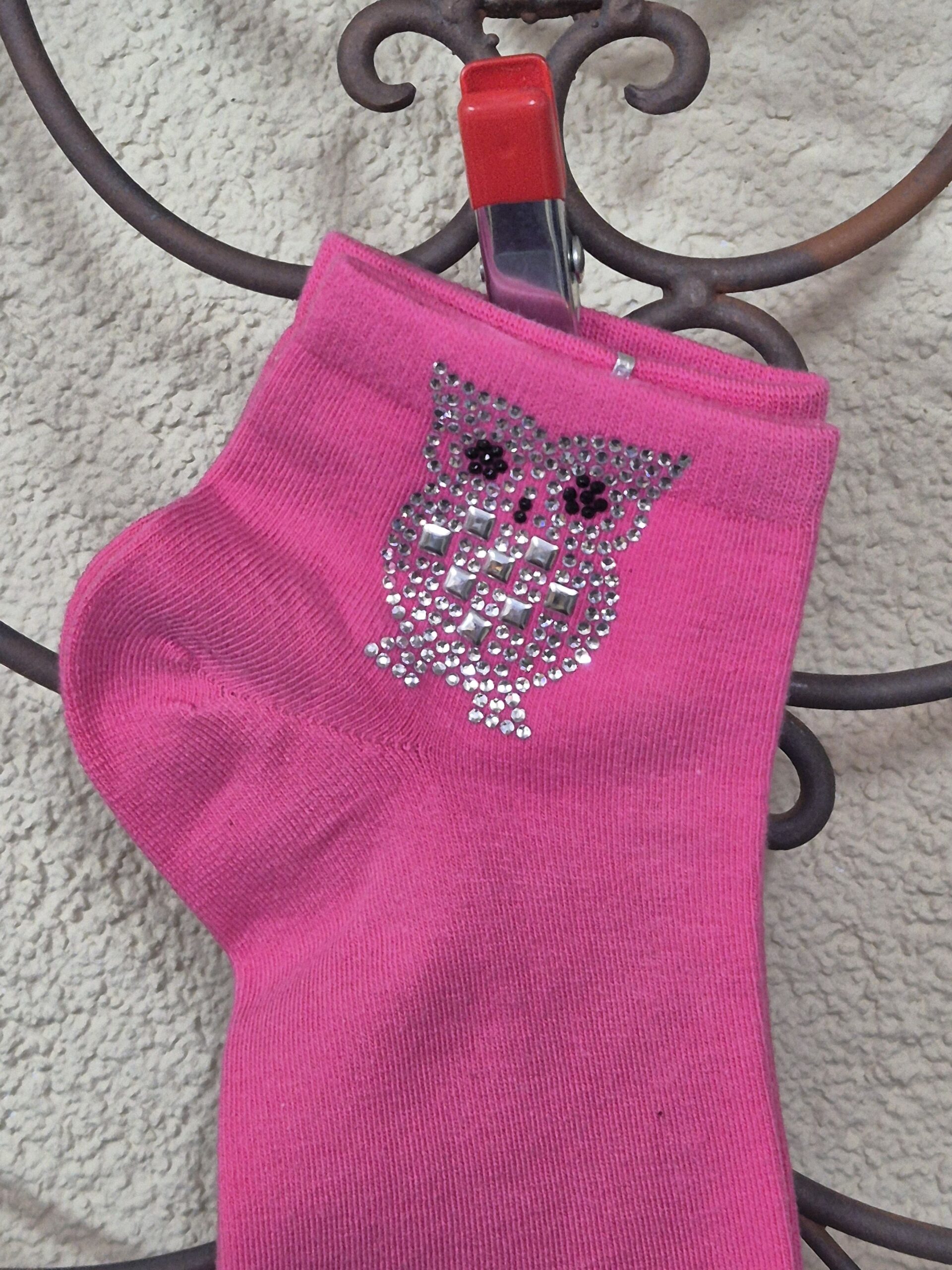 Sneakersocken mit Eule aus Strass, Onesize 36-41 – Bild 2