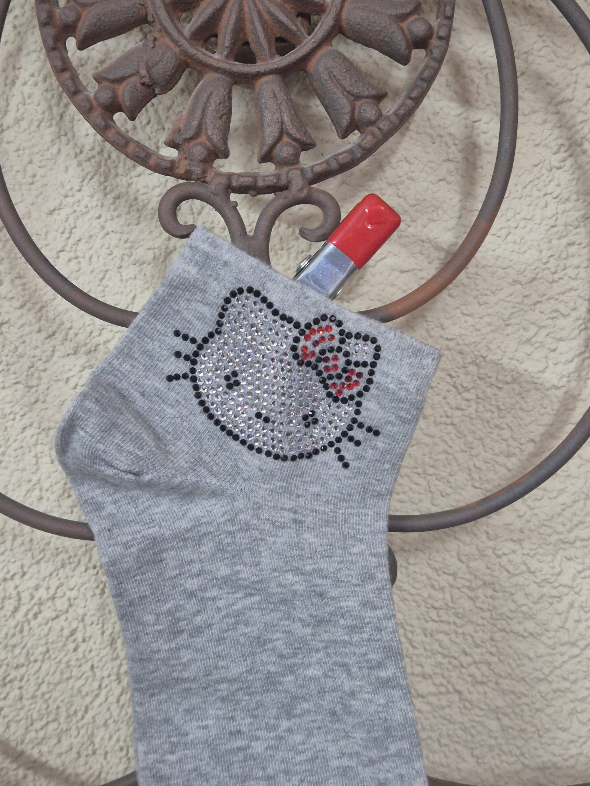 Sneakersocken mit Kitty aus Strass, Onesize 36-41 – Bild 2