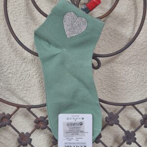 Sneakersocken mit Herz aus Strass, Onesize 36-41