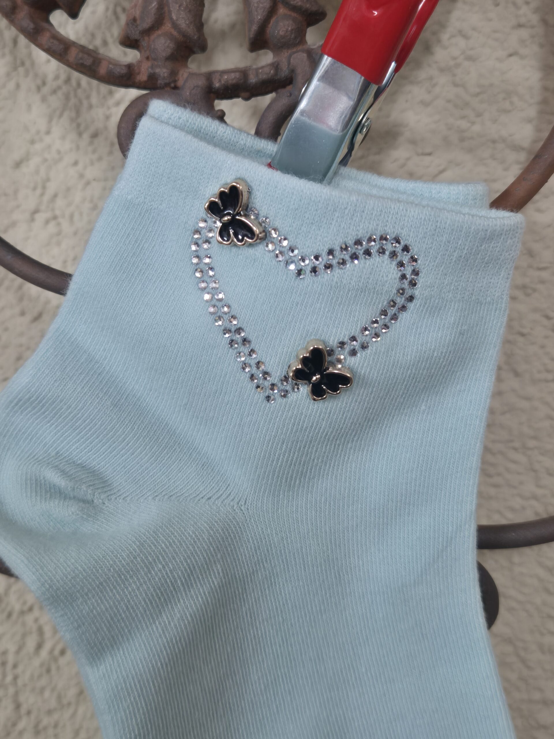 Sneakersocken mit Herz aus Strass, Onesize 36-41 – Bild 2