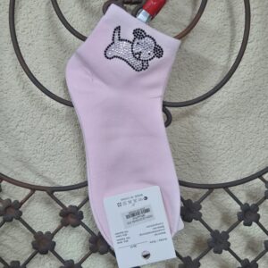 Sneakersocken mit Welpe aus Strass, Onesize 36-41