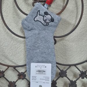 Sneakersocken mit Welpe aus Strass, Onesize 36-41