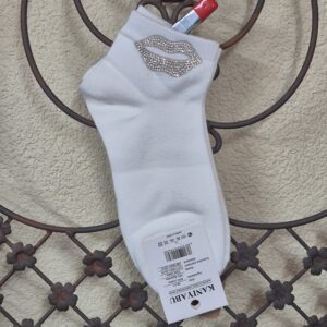 Sneakersocken mit Kussmund aus Strass, Onesize 36-41