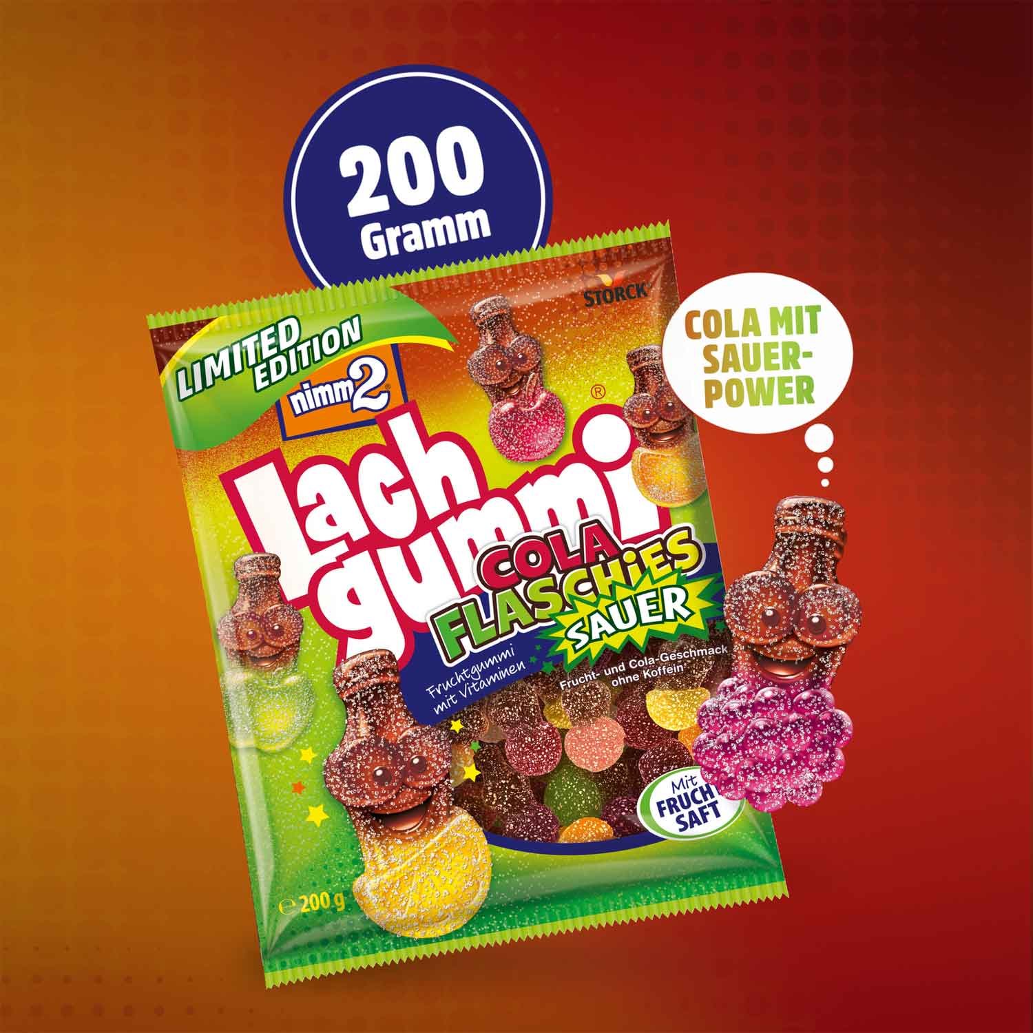nimm2 Lachgummi Cola Flaschies sauer 200g – Bild 2