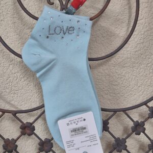 Sneakersocken mit Loveschrift aus Strass, Onesize 36-41