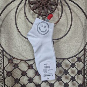 Sneakersocken mit Smiley Motiv aus Strass, Onesize 36-41